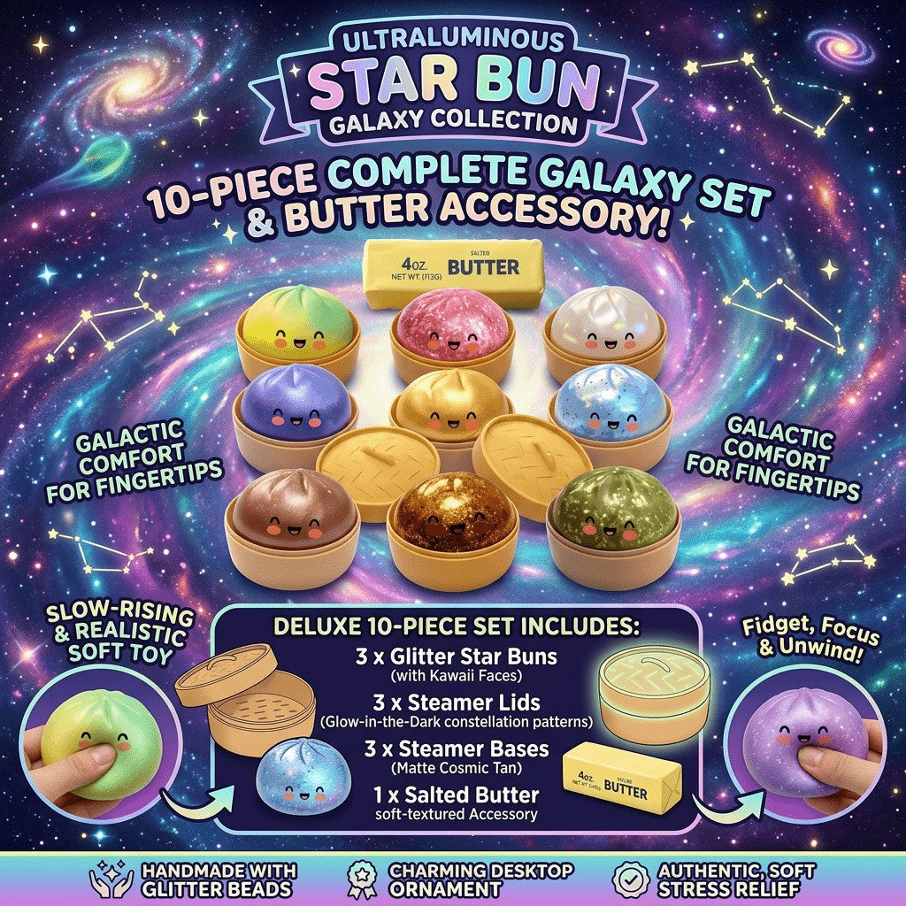 Slow Rising Steamed Bun Squishy Toy Set 10pcs – Realistic Soft Squeeze Toys with Glitter Beads – Handmade Kawaii Food Squishy – Stress Relief Gift for Kids, Teens & Adults