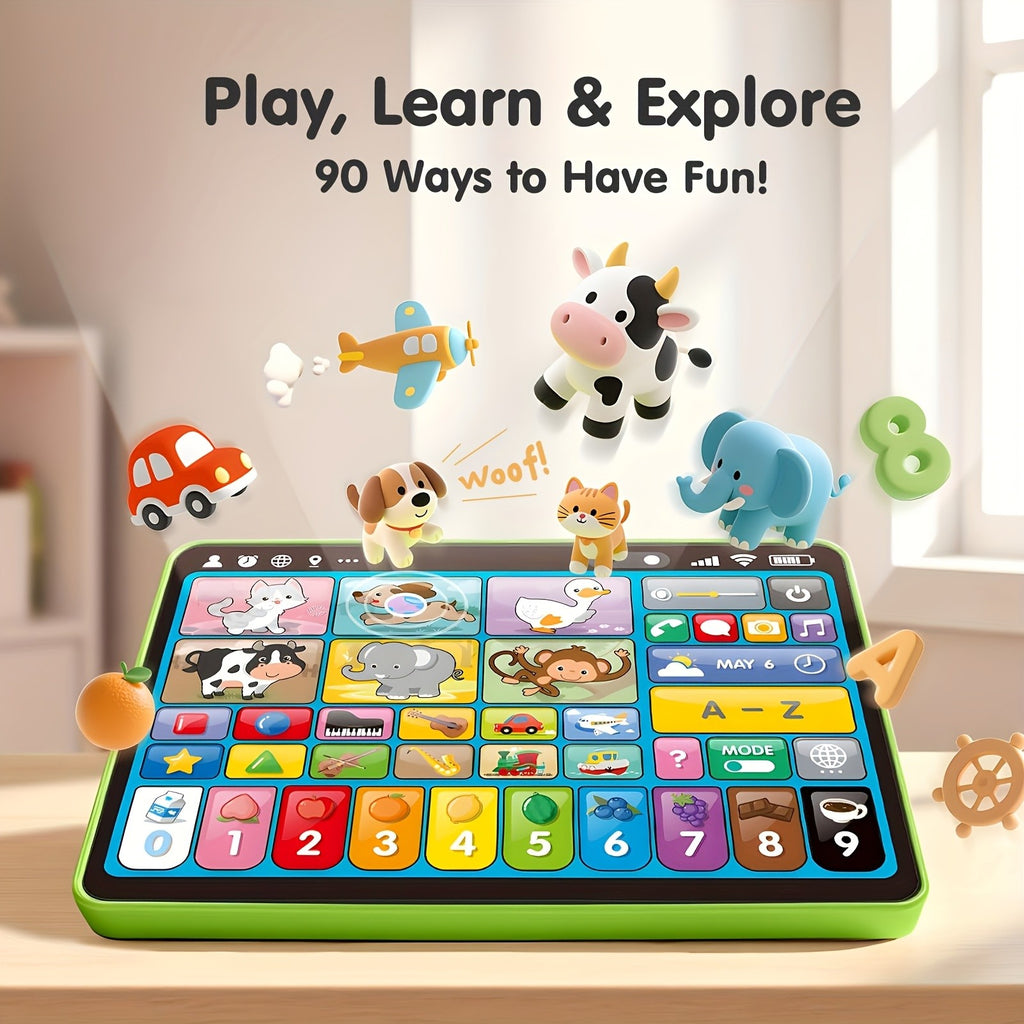 Trilingual Learning Tablet for Toddlers 1-3 Years – Educational Toy with Music & Sound, 39 Buttons Alphabet Numbers Animals, Speech Therapy Toy for Boys Girls, Baby Birthday Gift