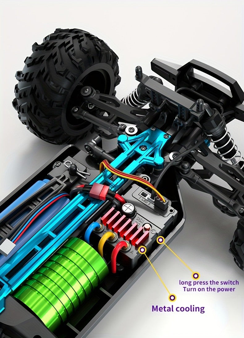 1/16 Scale 4WD Brushless Motor RC Car 70km/h High Speed 2.4G Remote Control Off-Road Drift Racing Truck with 2 Batteries – Kids Adults Gift