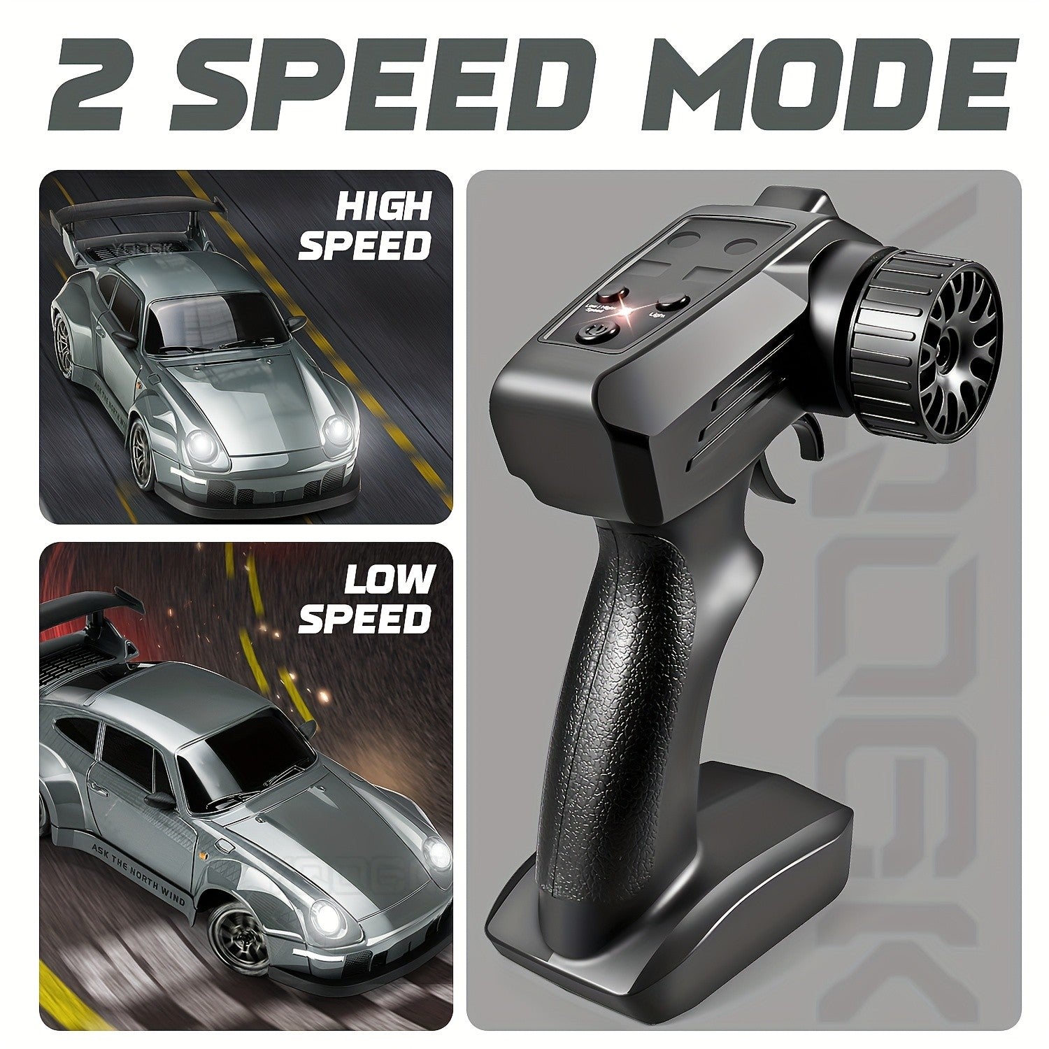RC Drift Car 1:24 Scale High Speed Remote Control Drift Racing Car S814 Rechargeable Kids Boys Ages 8+ Birthday Christmas Gift Grey Light Purple