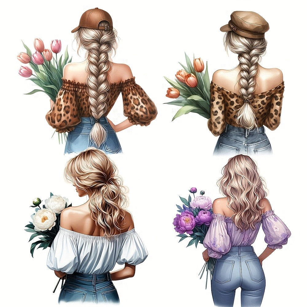 Floral Girl Journal Stickers – 2 Styles Aesthetic Cut-Out Sticker Sheets for Journaling, Scrapbooking, Planners & Bullet Journals, Cute Botanical Girl Art Stickers for Teens & Adults