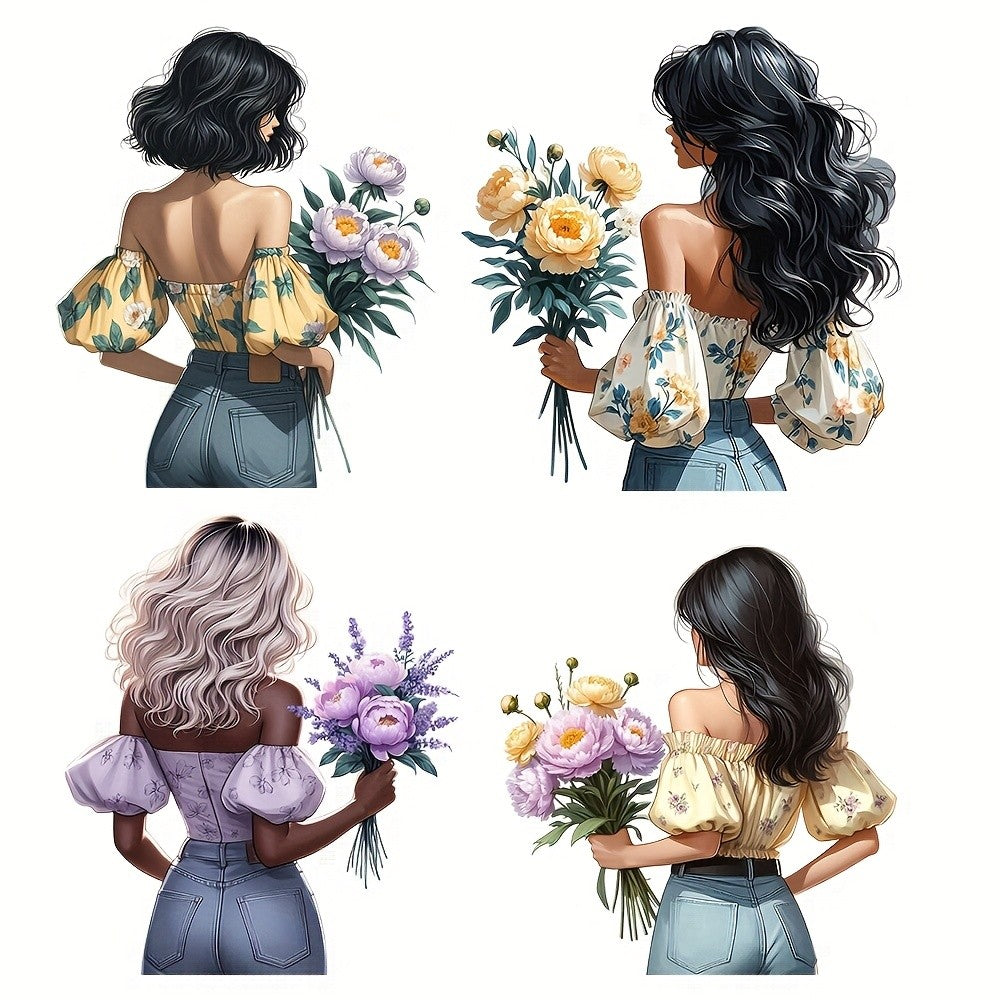 Floral Girl Journal Stickers – 2 Styles Aesthetic Cut-Out Sticker Sheets for Journaling, Scrapbooking, Planners & Bullet Journals, Cute Botanical Girl Art Stickers for Teens & Adults