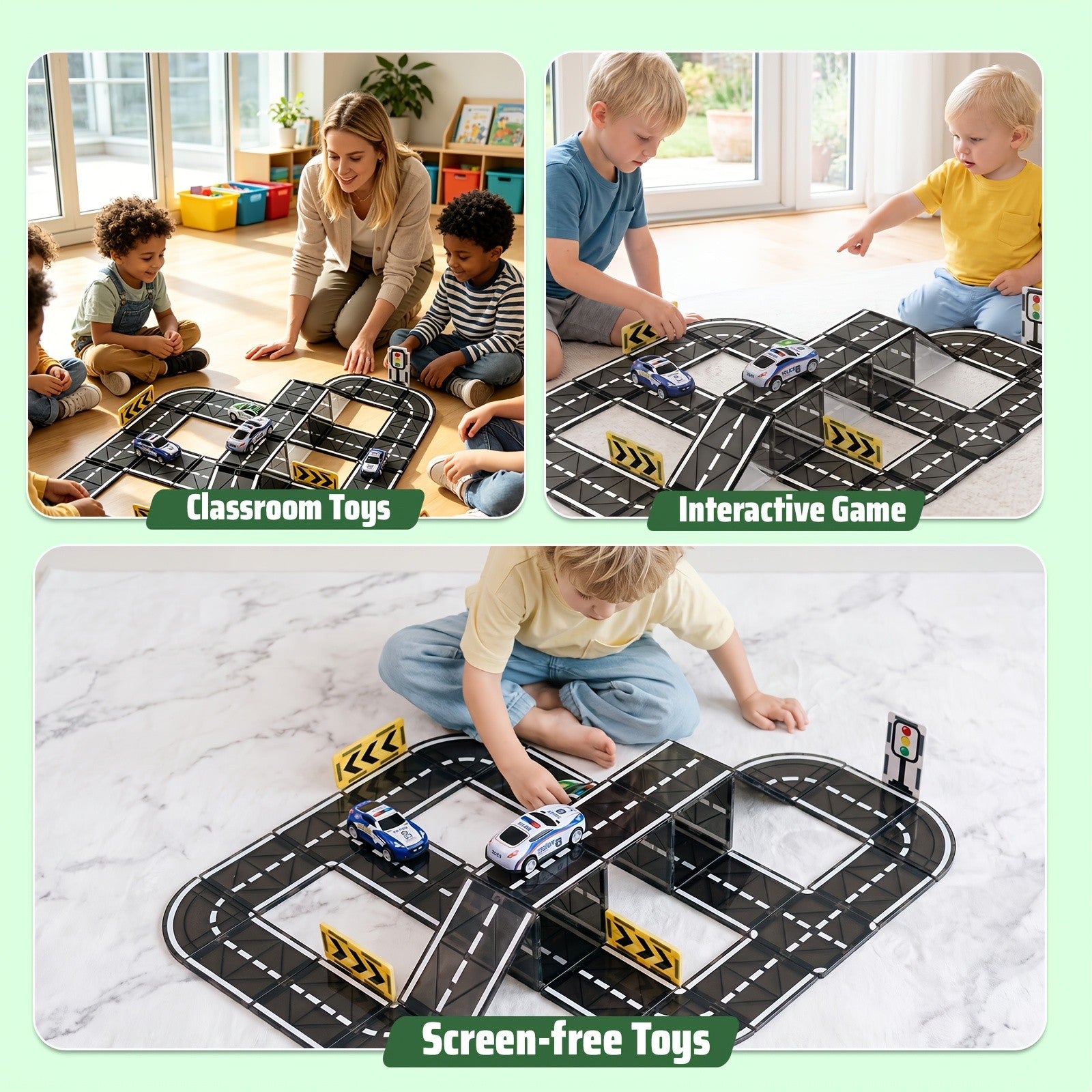 Magnetic Track Set for Small Cars 44 48 121pcs STEM Educational Building Blocks Road Layout Toy for Boys Girls Ages 3+ Birthday Christmas Gift