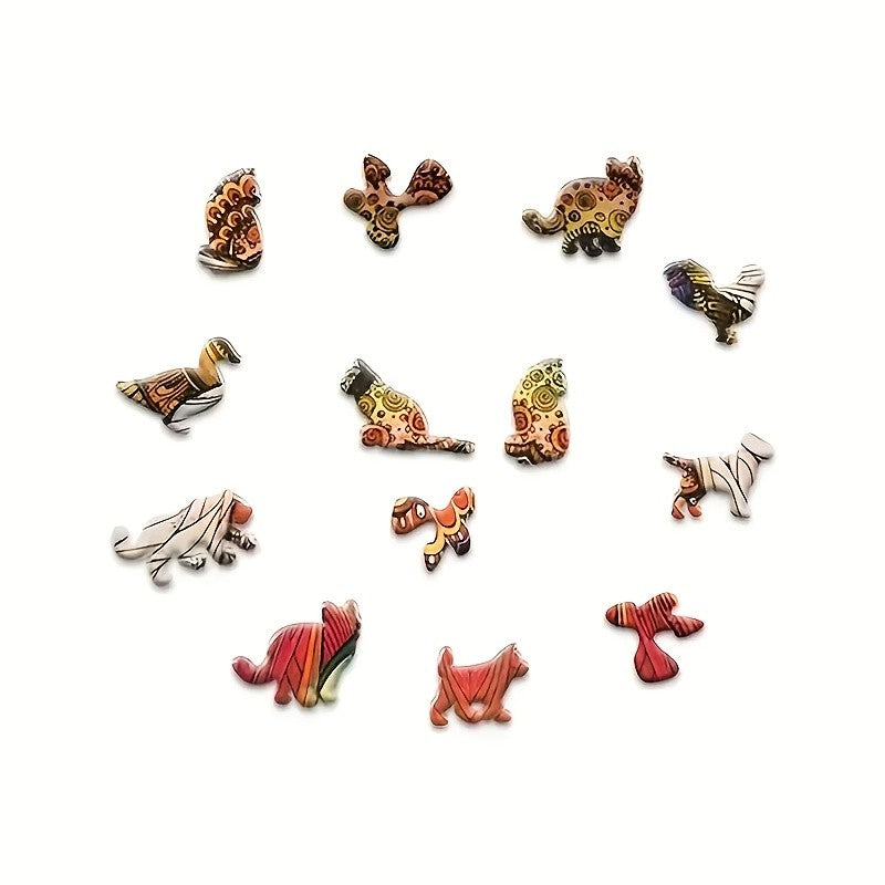 Happy Old Lady Wooden Jigsaw Puzzle – Irregular Animal-Shaped Unique Wood Puzzle, Modern Art Home Decor, Special Holiday Birthday Gift for Friends & Family