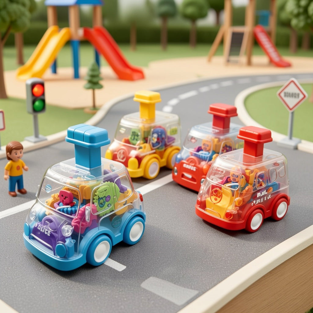 Model Gear Cars Toy Set for Kids – Interlocking Mechanical Gear Vehicle Building Toy, STEM Learning Gift for Boys Girls Ages 3+, 3 Pack