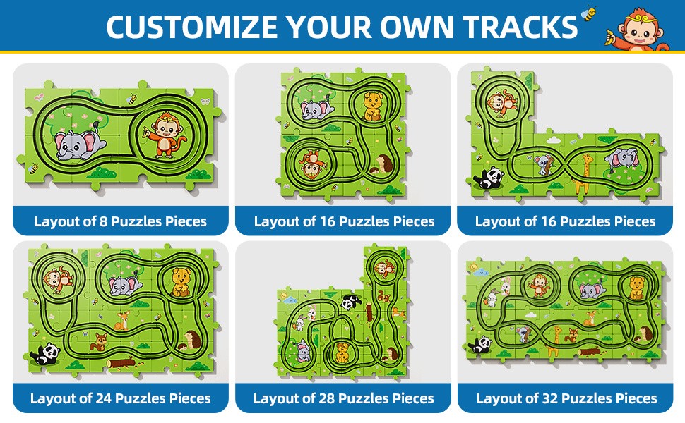 Race Track Car Set for Kids 39 56 73pcs – DIY Jigsaw Flexible Slot Track Toy, Fun Racing Car Gift for Boys Ages 3 4 5 and Up, Indoor Play