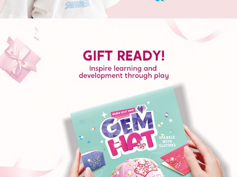 Decorate Your Own Pink Baseball Cap Kit with 7 Sheets Gem Stickers & Glitter Glue DIY Art Craft Toy Creative Gift for Girls Ages 6+