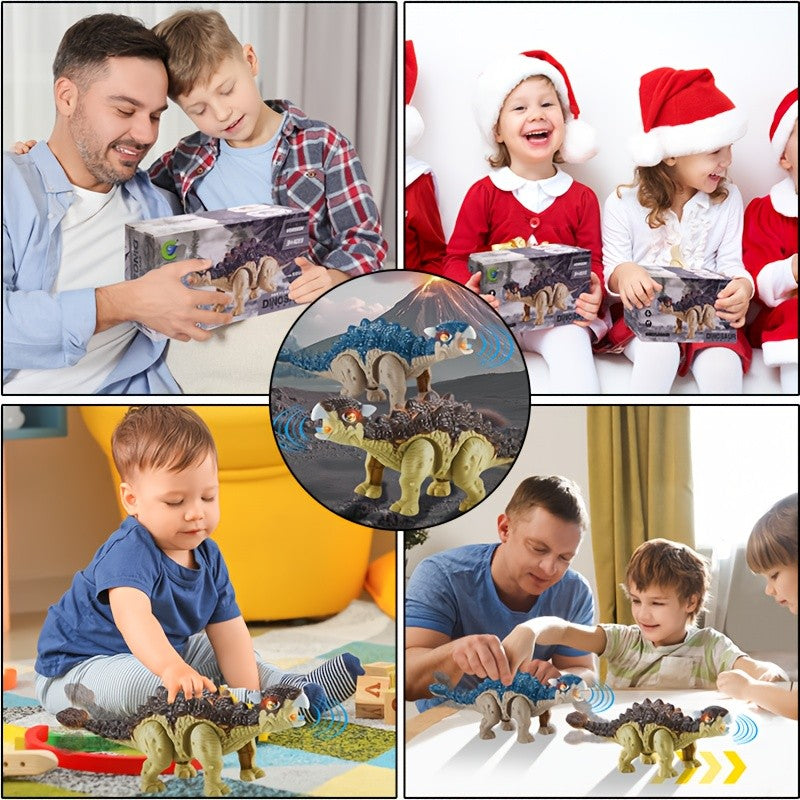 Ankylosaurus Walking Dinosaur Robot Toy Glowing Lights Roaring Sound Automatic Interactive Dino for Kids Ages 3-12 Boys Girls Birthday Christmas Gift