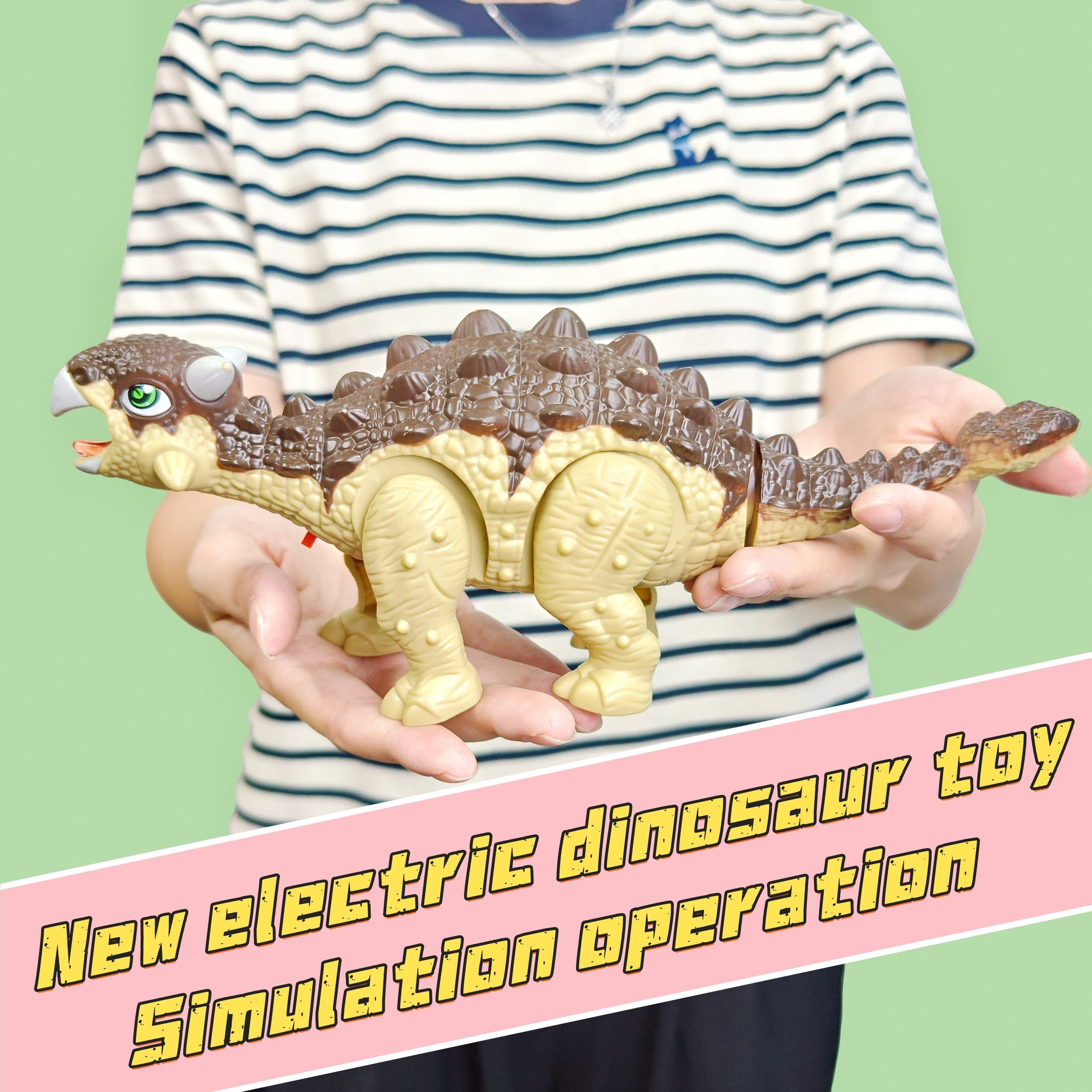 Walking Ankylosaurus Dinosaur Toy with Sound & Light – Interactive Jurassic Dinosaur Figure for Kids – Random Color Electric Dino Toy – Birthday & Children's Day Gift for Boys & Girls