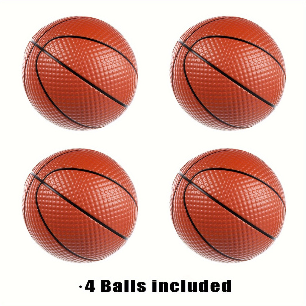 Kids Basketball Hoop Set with LED Lights Electronic Scoreboard 4 Balls Door Stand Indoor Outdoor Sports Toy for Boys Girls - Birthday Christmas Gift