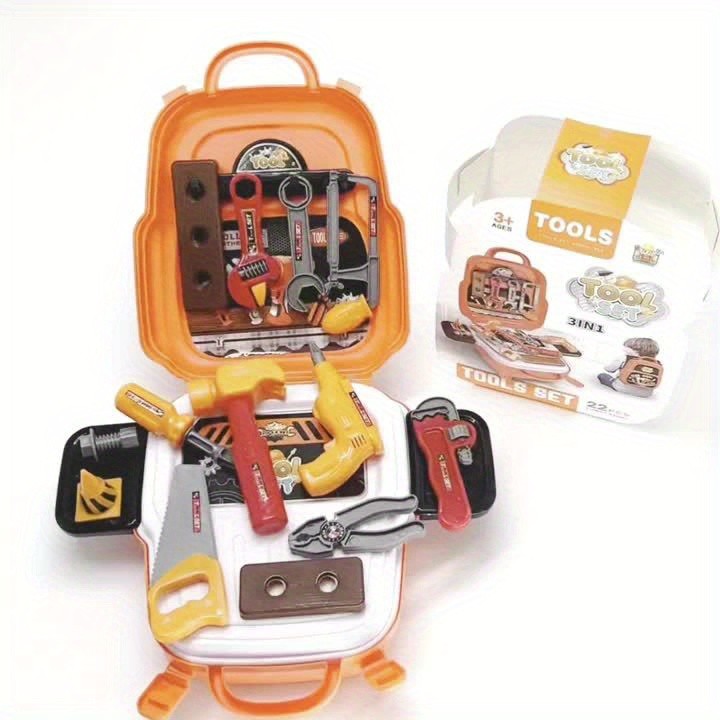 Kids Toy Tool Backpack Set 22pcs Pretend Home Repair Tools for Boys – Construction Worker Role Play Toolkit with Backpack Birthday Halloween Christmas Gift for Toddlers