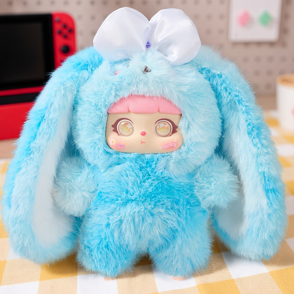 Cute Rabbit Plush Toy with Detachable Face – Unique Collectible Bunny Stuffed Animal, Creative Gift for Christmas Valentine’s Day Birthday Holiday, Kawaii Rabbit Plushie for Kids & Adults