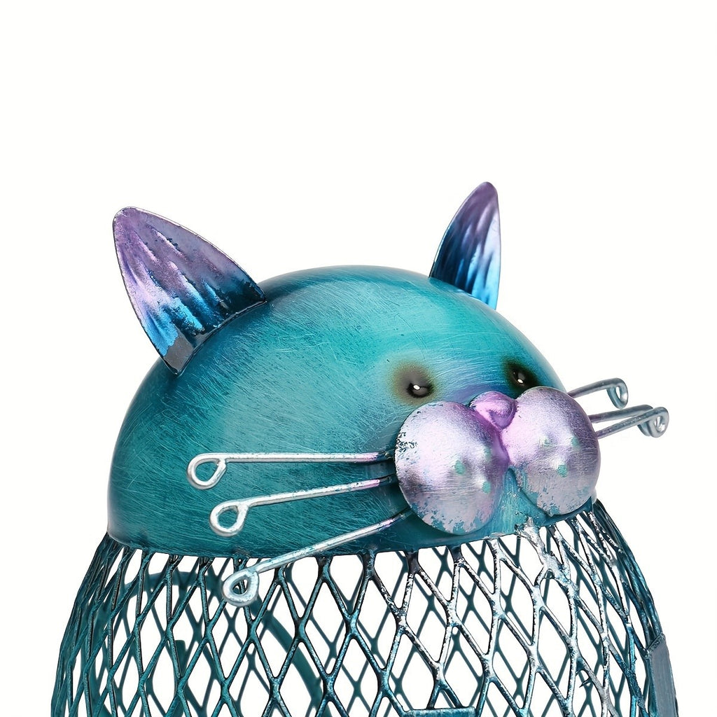 Cute Kitten Cat Coin Piggy Bank with Bottom Lid – Decorative Animal Savings Bank for Cat Lovers, Home Bookshelf Decor, Birthday Christmas Halloween Housewarming Gift