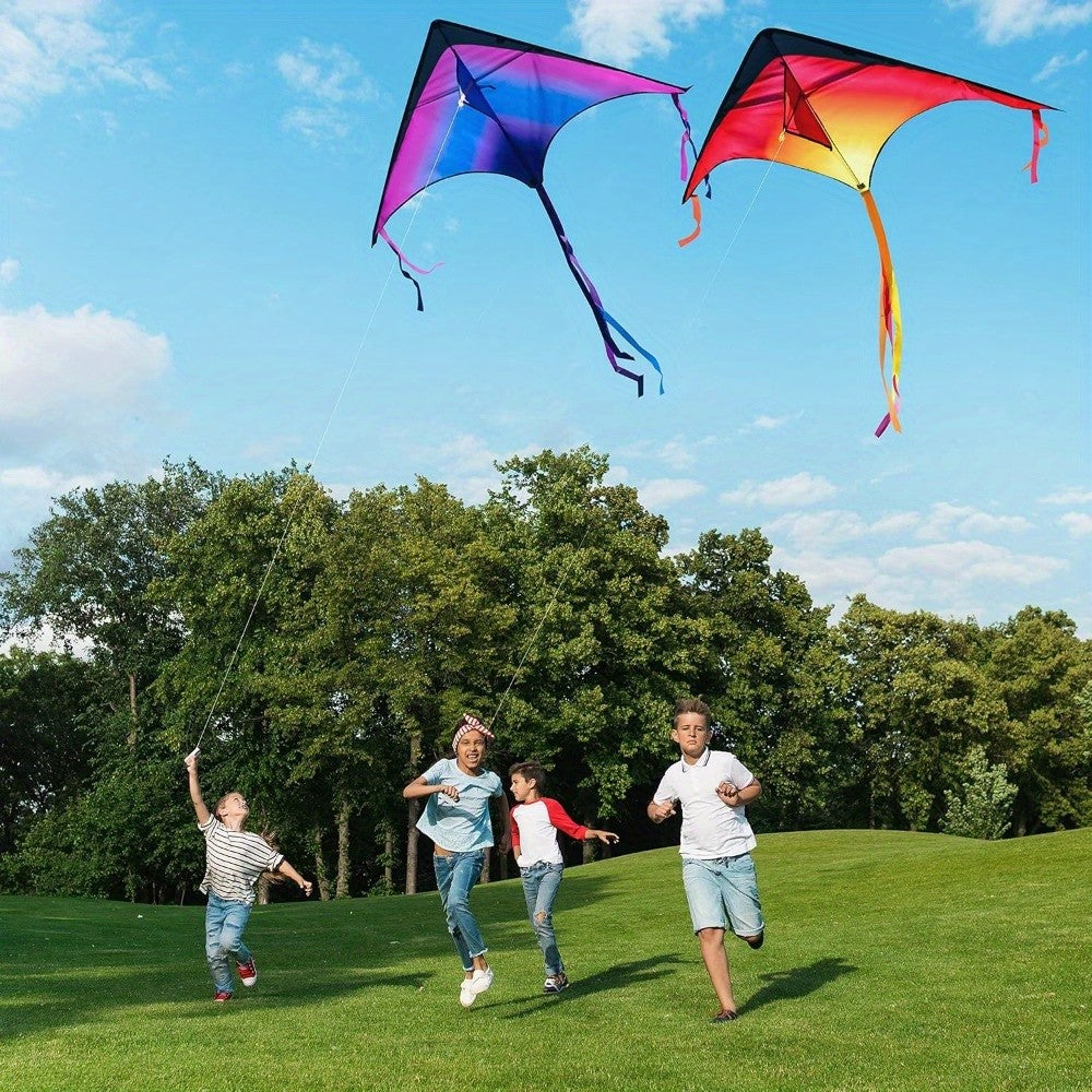 Large Delta Kite 3 Pack for Kids Adults, Easy to Fly Gradient Colorful Kites with 262.5ft String & Flowing Tails, Outdoor Beach Park Toy for Boys Girls Family, Birthday Summer Holiday Gift