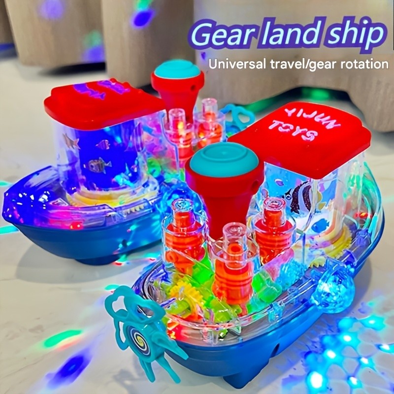 Interactive Sensory Boat Toy for Toddlers Ages 2+ – Underwater Theme with Fish & Coral Reefs, Rotating Scroll Screen & Music, Educational Sensory Play Toy for Boys Girls, Birthday Gift