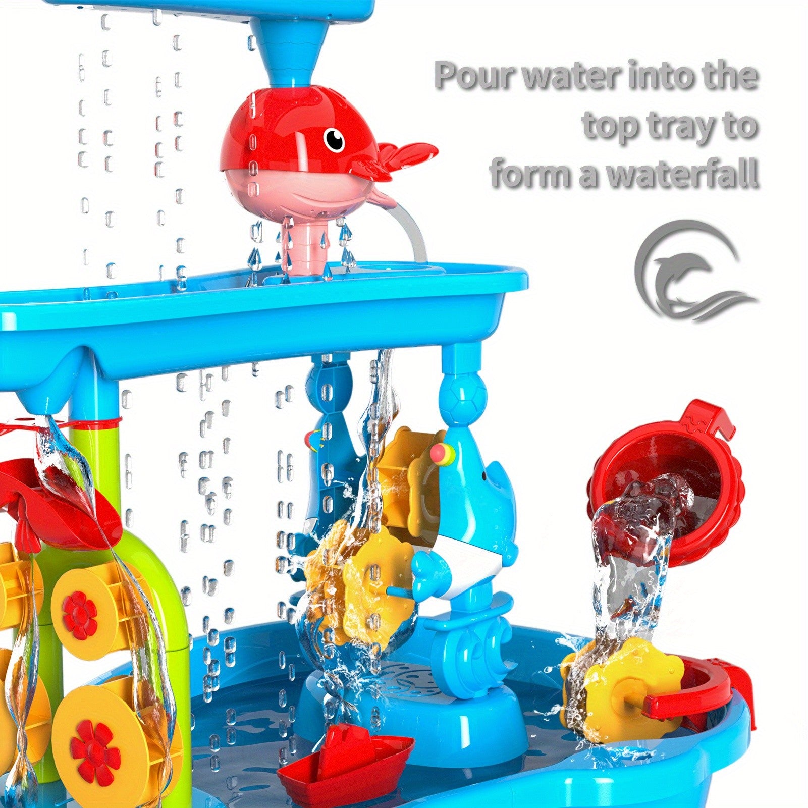 Sand & Water Table for Toddlers 3-Tier with Shovel Scoop Strainer – Outdoor Sensory Play Set for Kids Ages 2-6, Backyard Beach Patio Summer Activity