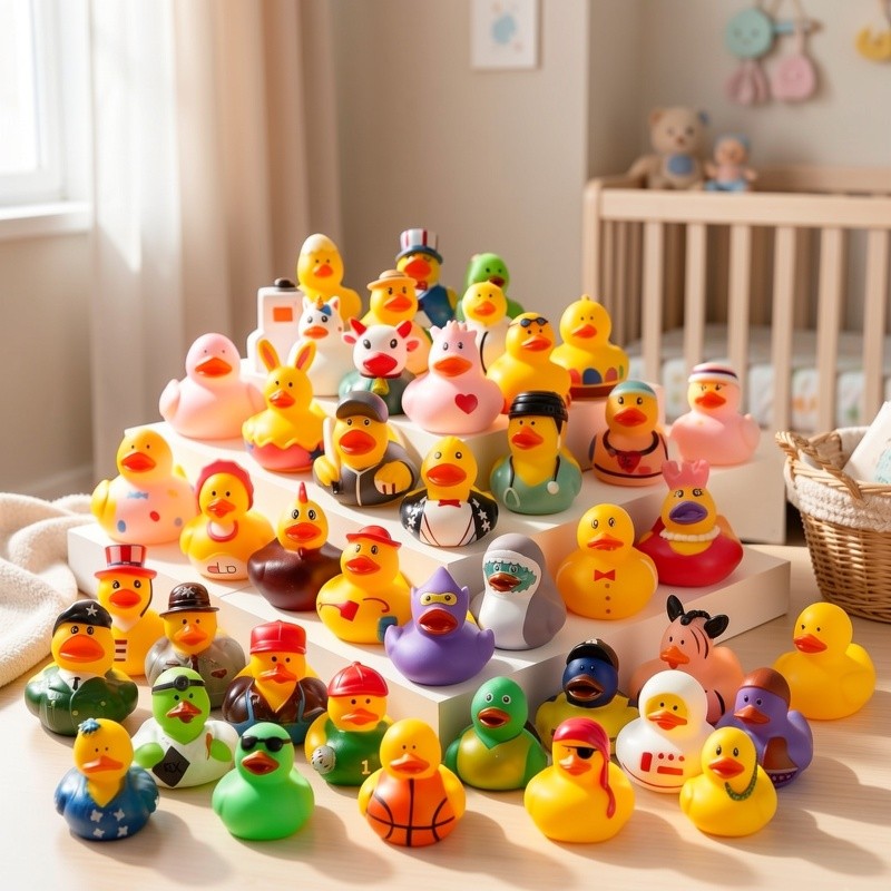 120PCS Mini Rubber Ducks Bulk Assortment with Mesh Bag – 2 Inch Rubber Duckies 60+ Designs, Baby Bath Toys, Kids Birthday Party Favors, Carnival Prizes, Pool Toys, Random Colors