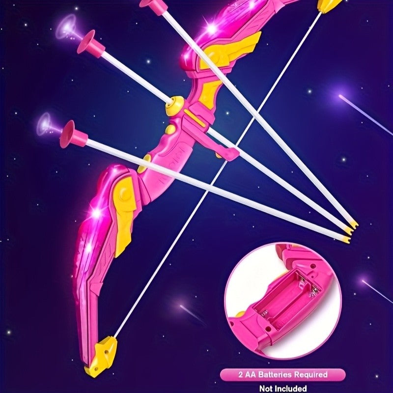 LED Light-Up Princess Bow & Arrow Set for Girls - Archery Toy with Cape, Crown, 10 Suction Cup Arrows & Target, Indoor Outdoor Birthday Gift for Kids Girls Boys