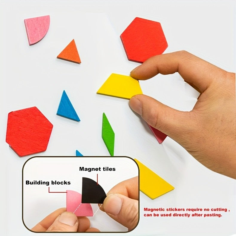 Geometric Shape Magnetic Wooden Puzzle 128-220pcs Educational Cognitive Learning Toy for Toddlers Kids Preschool Montessori STEM Birthday Gift