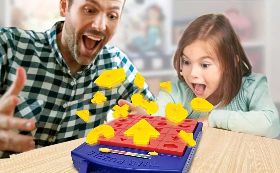 Pop-Up Timer Shape Puzzle Game for Kids – 3-Level Interactive Board Game for Hand-Eye Coordination, STEM Learning & Travel Fun, Ages 3 4 5 and Up