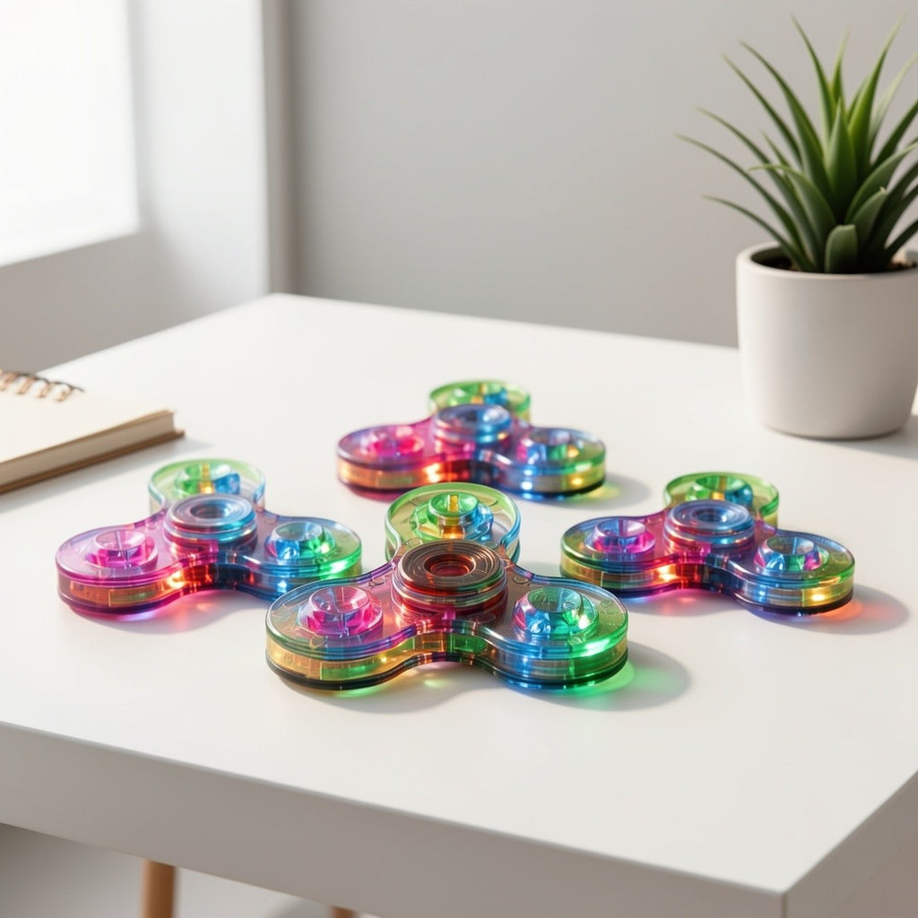 Glow in the Dark Fidget Spinner 12 Pack LED Crystal Spinning Top 4-Gear Adjustable Speed Stress Relief Toy for Kids Teens Adults Party Favor Gift