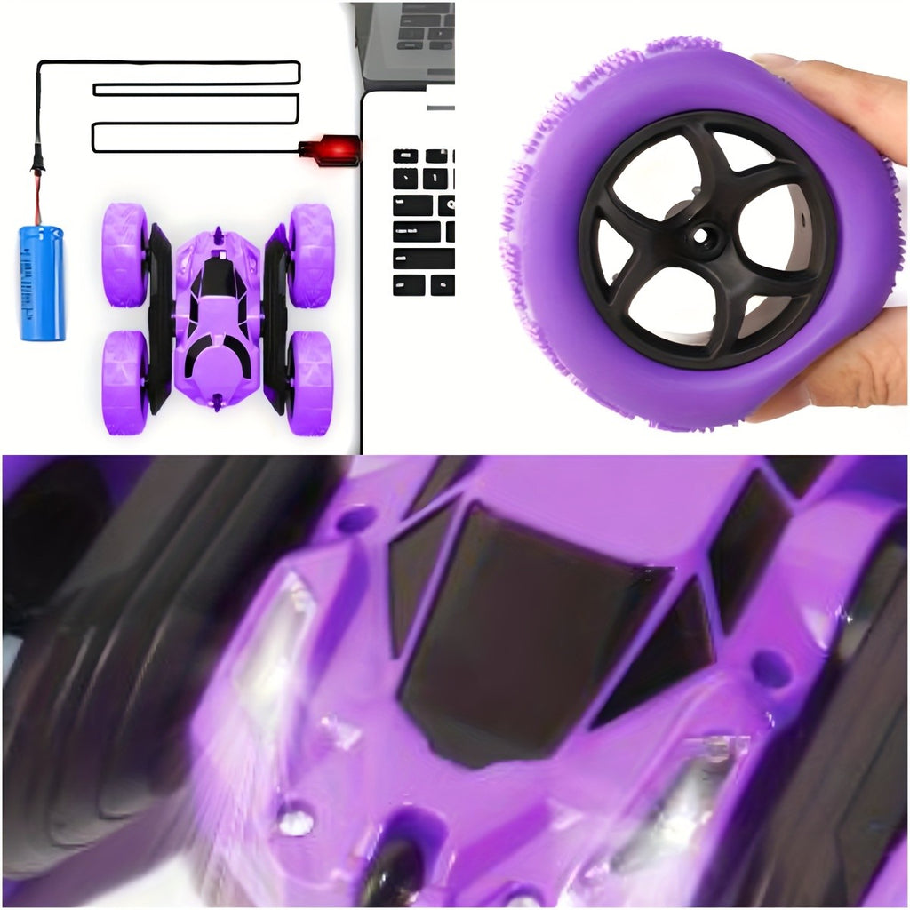 RC Stunt Car Double Sided 360 Flip 4WD Remote Control Car 2.4GHz LED Headlights 1400mAh Rechargeable Battery All Terrain Kids Boys Ages 6+ Birthday Christmas Gift