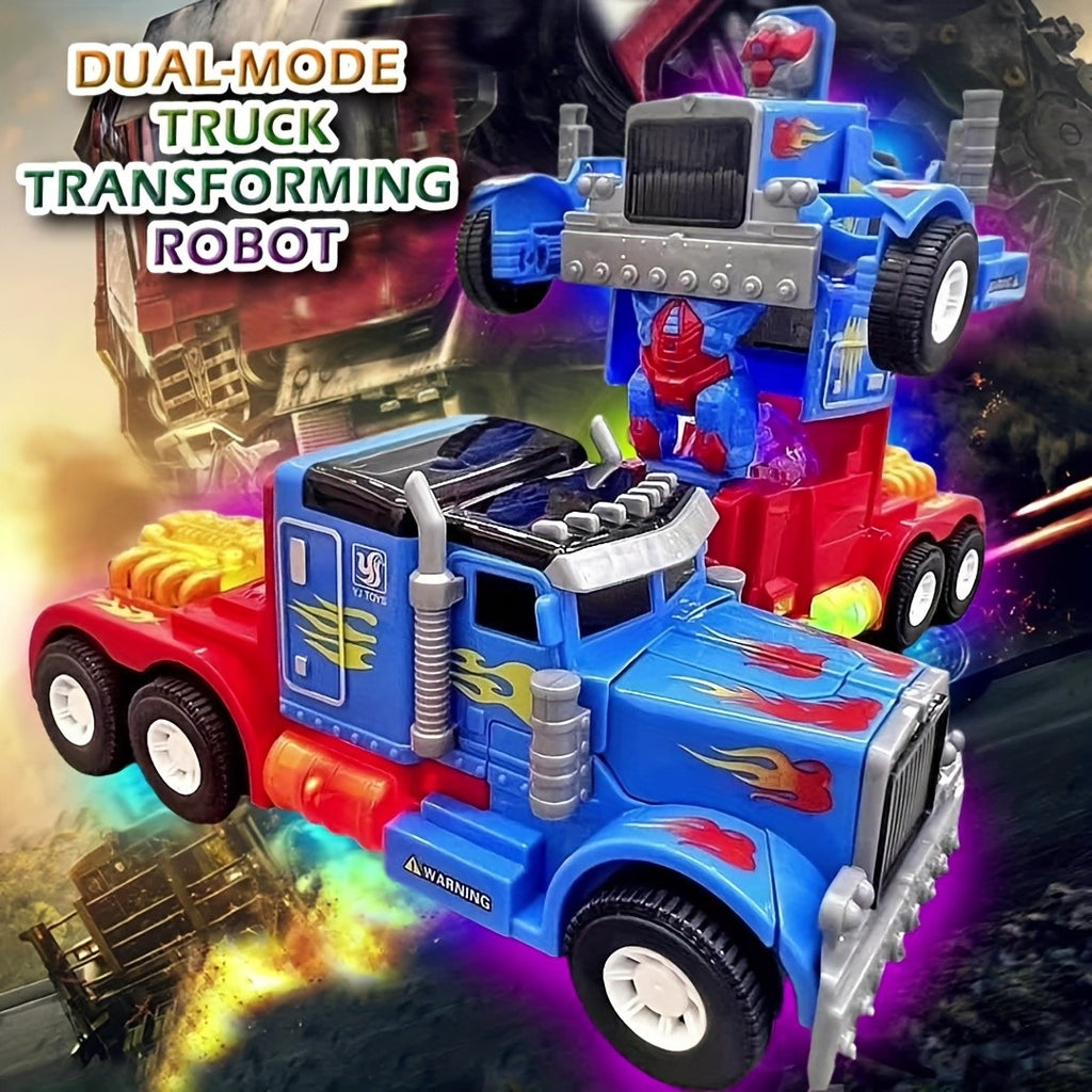 Transforming Robot Big Truck Toy with Lights and Music Automatic Transformation Obstacle Avoidance Kids Holiday Birthday Gift for Boys Girls