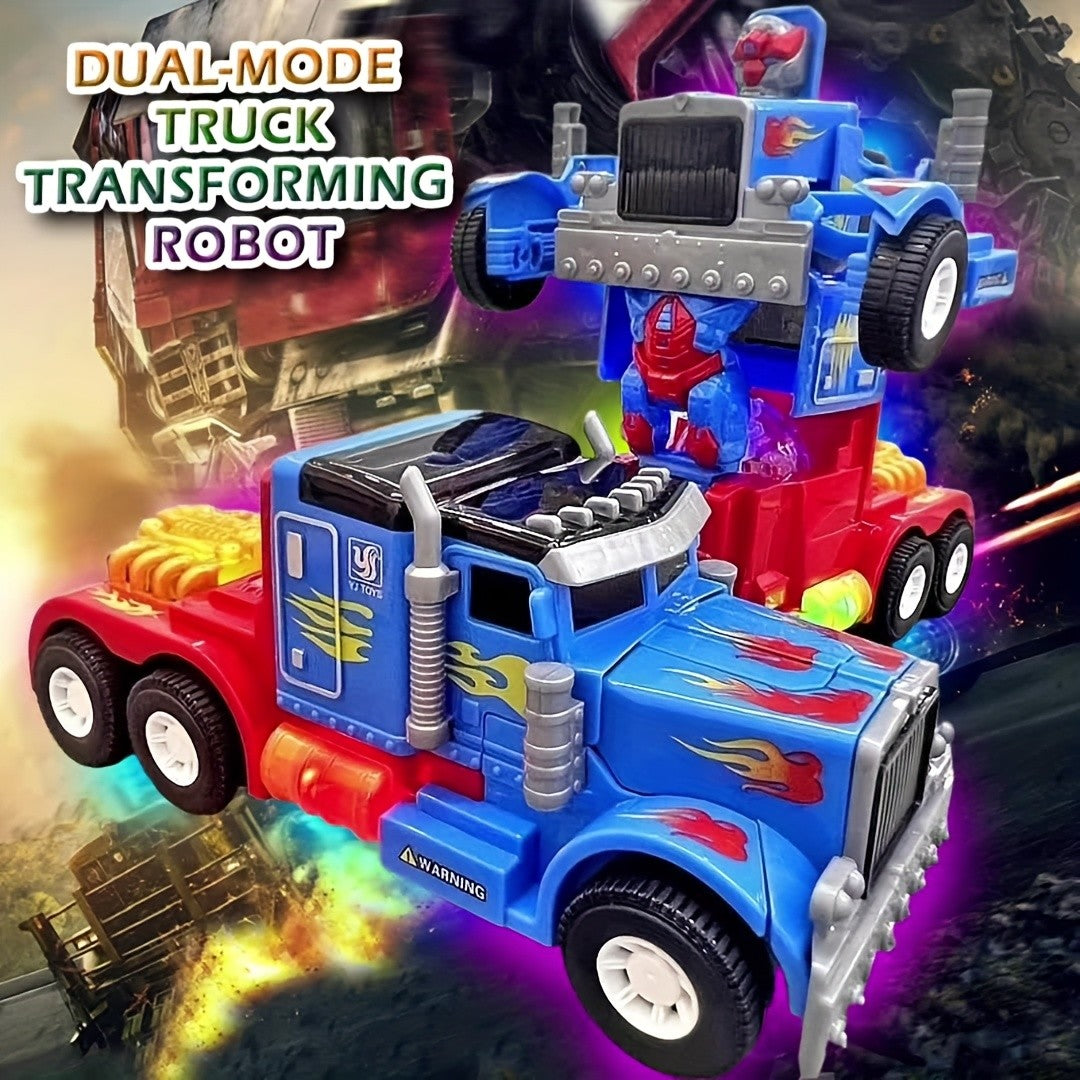 Transforming Robot Big Truck Toy with Lights and Music Automatic Transformation Obstacle Avoidance Kids Holiday Birthday Gift for Boys Girls