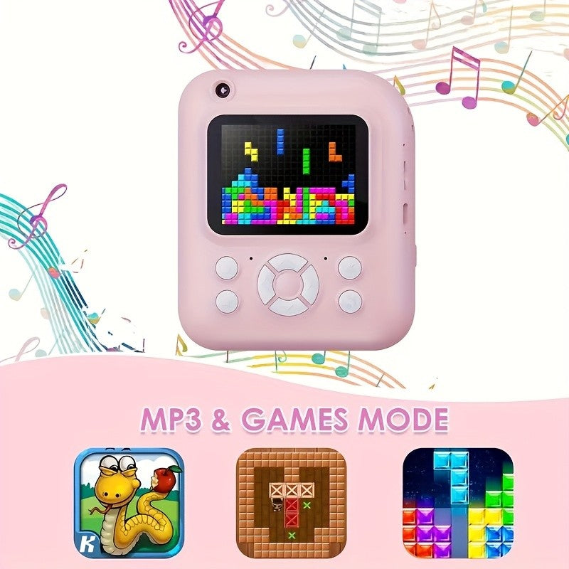 Kids Instant Print Camera 3-in-1 with MP3 Player & Puzzle Games - 2.4'' HD Screen Portable Digital Camera Toy with Print Paper 32GB Card Reader Lanyard Storage Bag Birthday Gift for Girls Boys