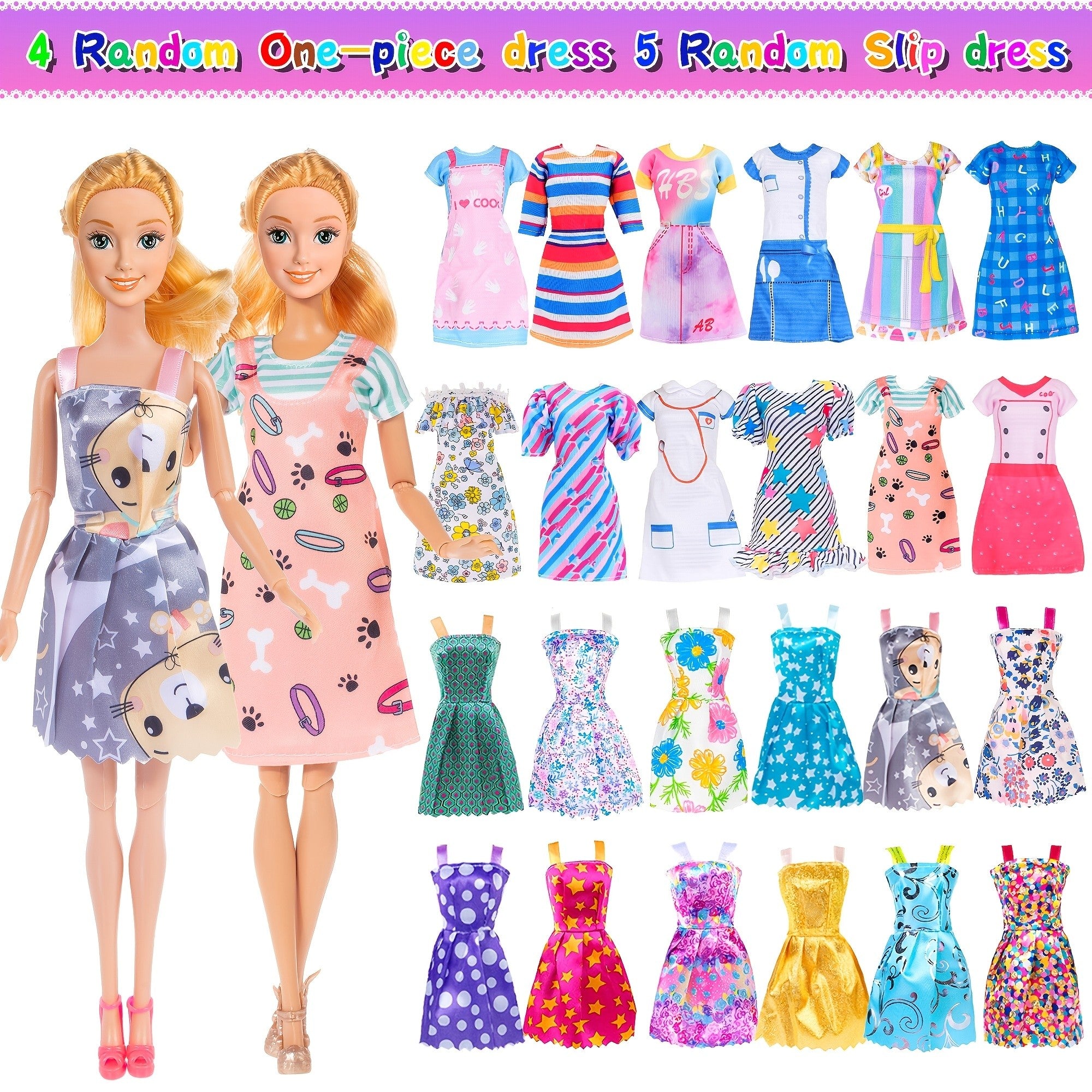 47pcs Fashion Doll Set 11.5 Inch with Fur Coat, Princess Gowns, Dresses, Shoes, Dog & Crowns – Complete Doll & Clothes Gift for Girls Ages 4-12, Mix & Match Wardrobe Included