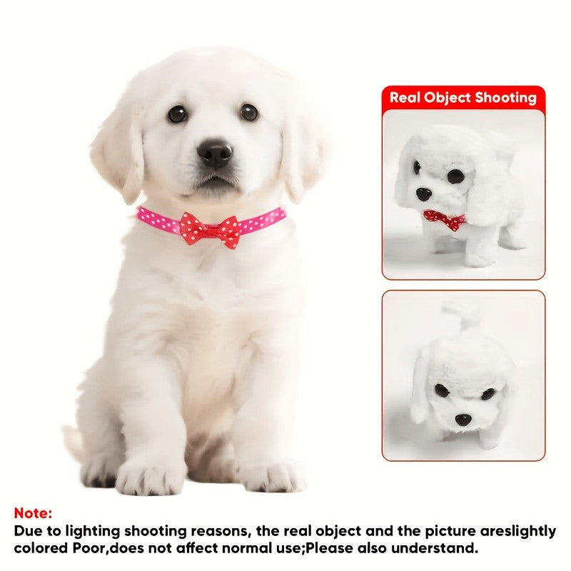 Realistic White Robot Puppy Toy – Walks, Barks & Wags Tail, Lifelike Plush AI Interactive Pet for Kids, Birthday Halloween Christmas Gift for Boys Girls