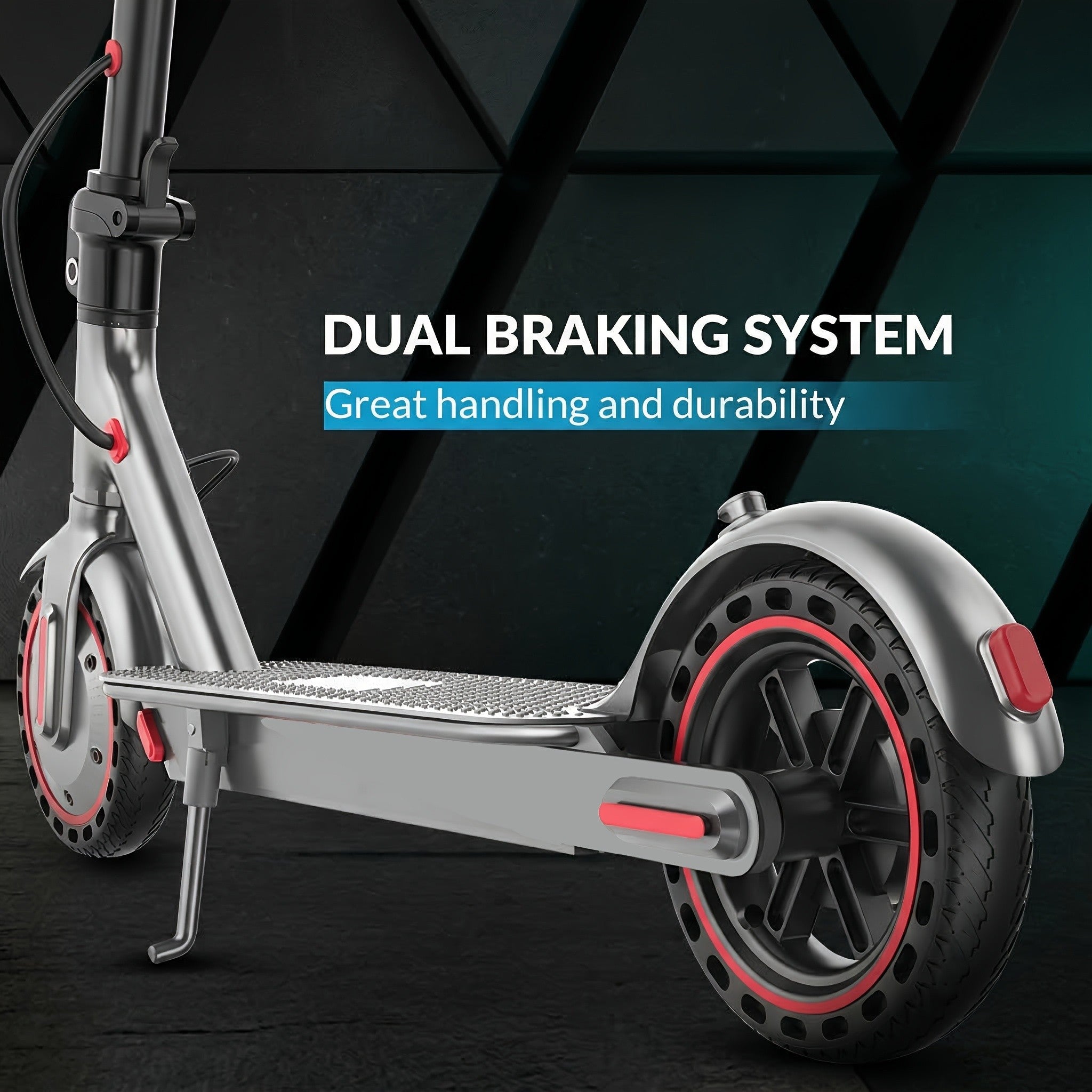 Electric Scooter for Adults 350W Foldable 19 MPH 21 Mile Range 8.5 Inch Solid Tires APP Control Dual Brake LED Lights Portable E-Scooter Commuter