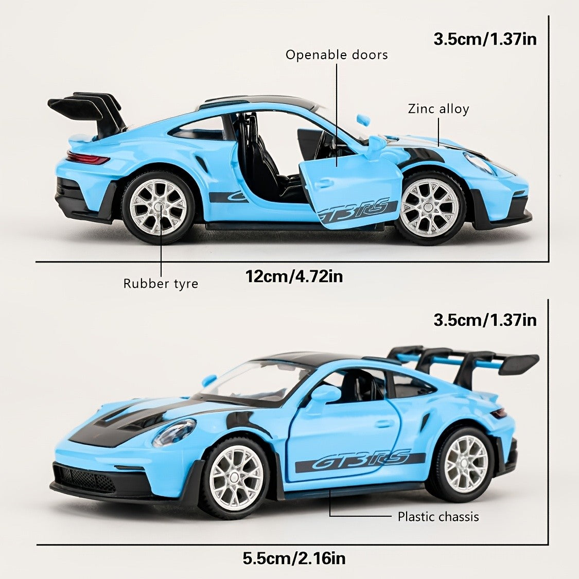 Die-Cast Porsche 911 Model Car – High-Detail Zinc Alloy Collectible Display Piece for Adults, Home & Office Decor, Car Lover Birthday Christmas Gift, Blue White Green Grey