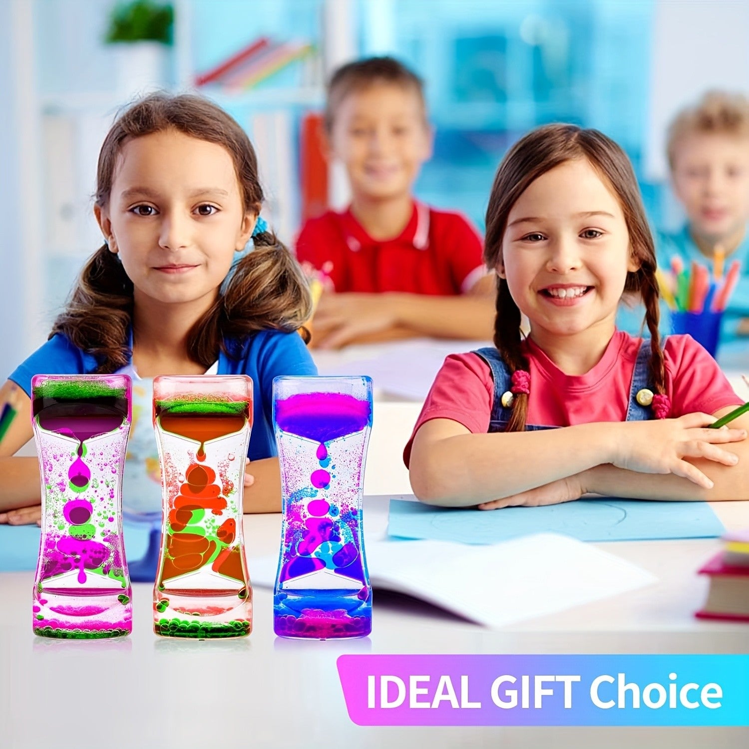 Liquid Motion Bubbler Sensory Toys 12 Pack – Colorful Hourglass Timer Calm & Anxiety Relief Toys for Kids, Teens & Adults