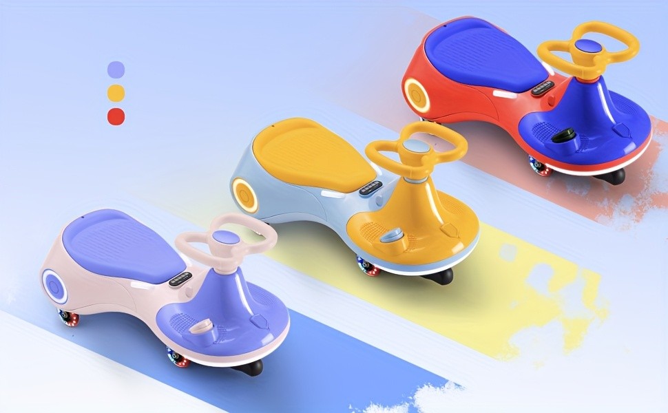 Electric Wiggle Car with Pedal 2-in-1 Rechargeable Swing Car for Kids Ages 3+ - 2 Speed Anti-Rollover Flashing Wheels 140LB Capacity, Indoor Outdoor Ride-On Toy, Birthday Christmas Gift Boys Girls