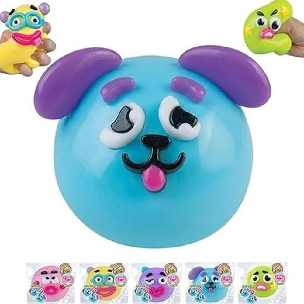 Funny Face Stress Relief Squeeze Ball with Accessories - Quick Rebound Soft Squeezing Toy Anxiety Relief Relaxing Gift Pink Green Purple Yellow Blue