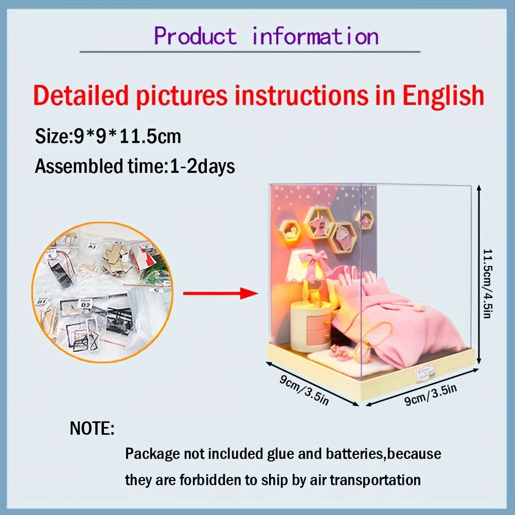 DIY Mini Dollhouse Puzzle Kit with Dust Cover – Small Miniature House Model No Glue Needed 4 Styles Tea Time Flavor Life Heartbeat Creativity Desktop Decor Gift Teens Ages 14+