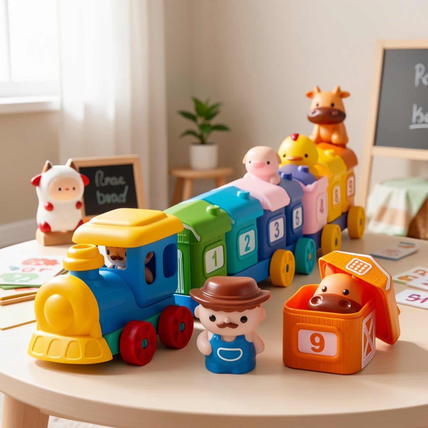 Farm Animal Number Train Toy for Toddlers 9 Animals Counting Matching Sorting STEM Educational Learning Gift Baby Boys Girls Ages 1 2 3 Christmas Birthday