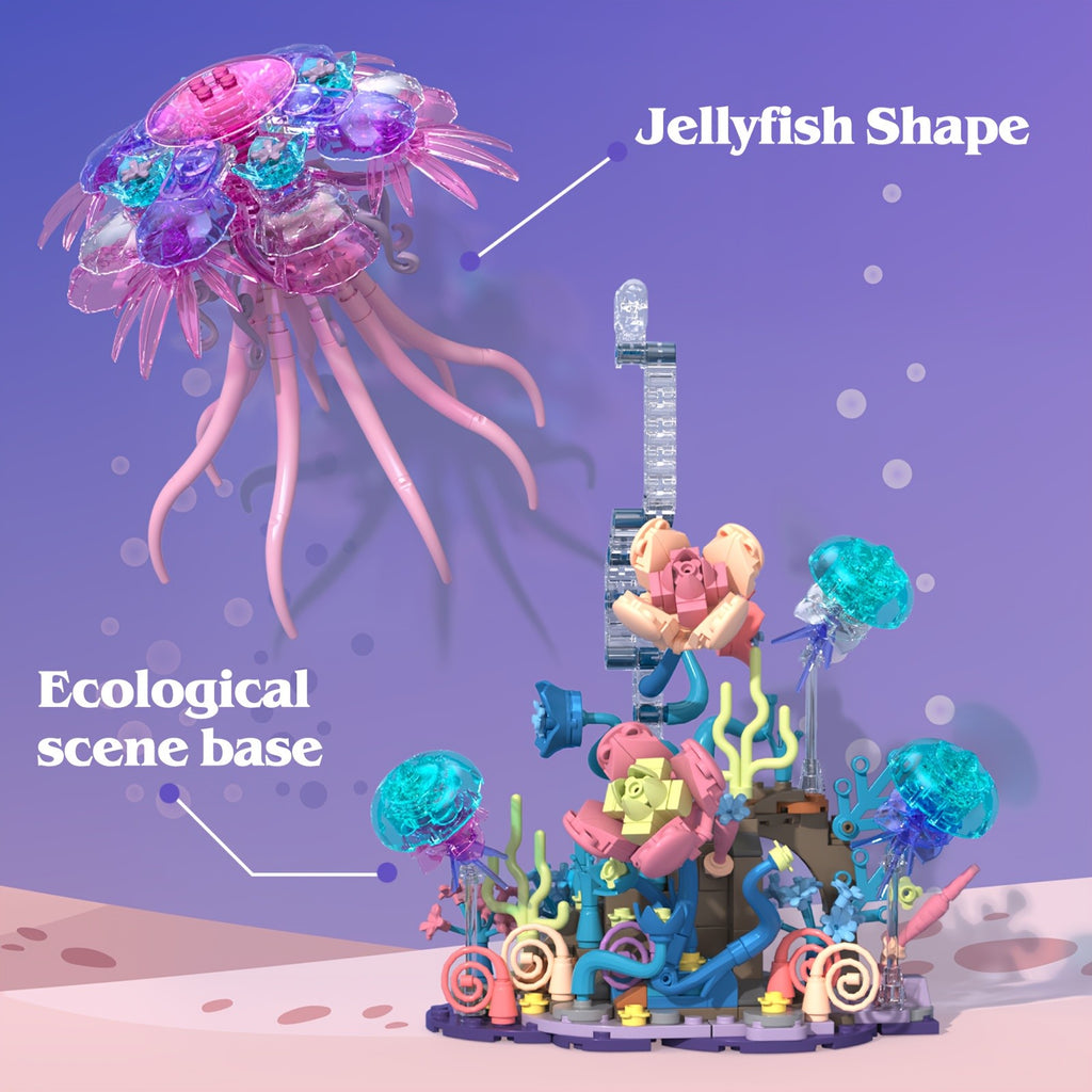 Jellyfish Building Blocks 526pcs Animal Model Kit for Adults – DIY Brick Assembly Desk Decor Display Piece, Hedgehog Style Available – Valentine Birthday Christmas Halloween Gift for Animal Lovers