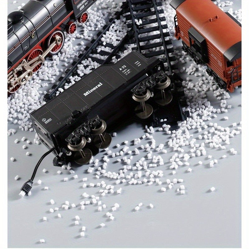 T627A Retro Steam Train Set with LED Lights, Smoke Spray & Realistic Sound Effects – 7-Piece USB Rechargeable Electric Train Toy Gift