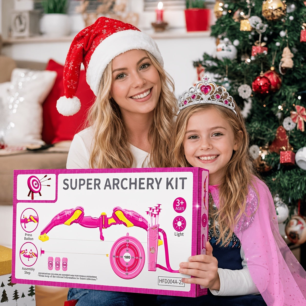 LED Light-Up Princess Bow & Arrow Set for Girls - Archery Toy with Cape, Crown, 10 Suction Cup Arrows & Target, Indoor Outdoor Birthday Gift for Kids Girls Boys