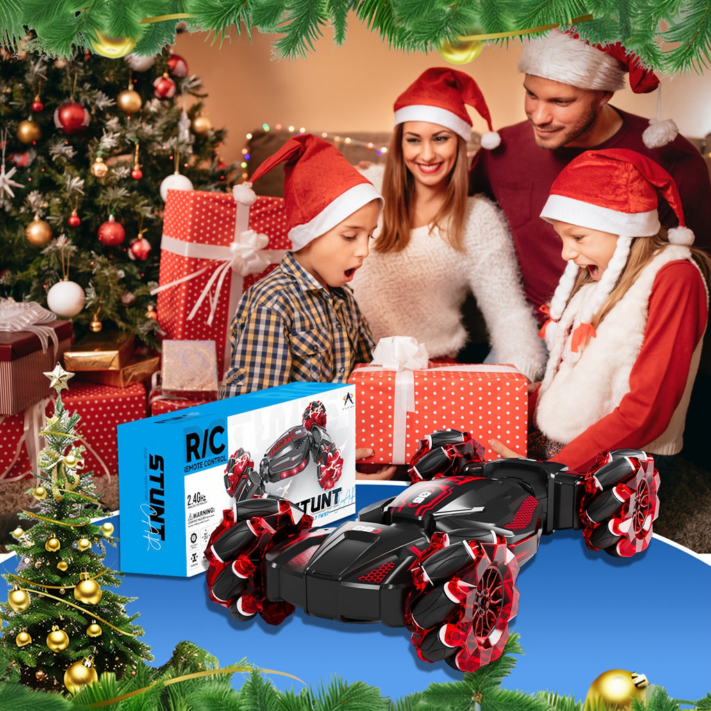 RC Stunt Car for Kids 8WD Dual Remote Control, 1:24 Scale 2.4GHz 28Km/h All-Terrain LED Race Car, Crash-Resistant Birthday Gift for Boys Girls