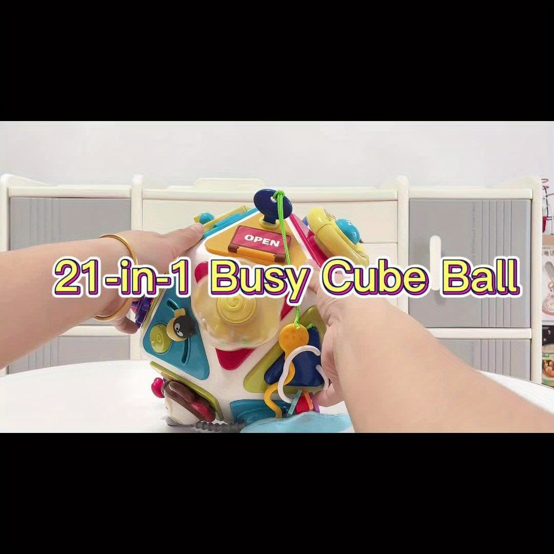 21-in-1 Busy Board Activity Cube for Toddlers & Baby - Montessori Sensory Learning Toy for Boys Girls Ages 1-3, Early Educational Development Travel Toy, Best First Birthday Gift