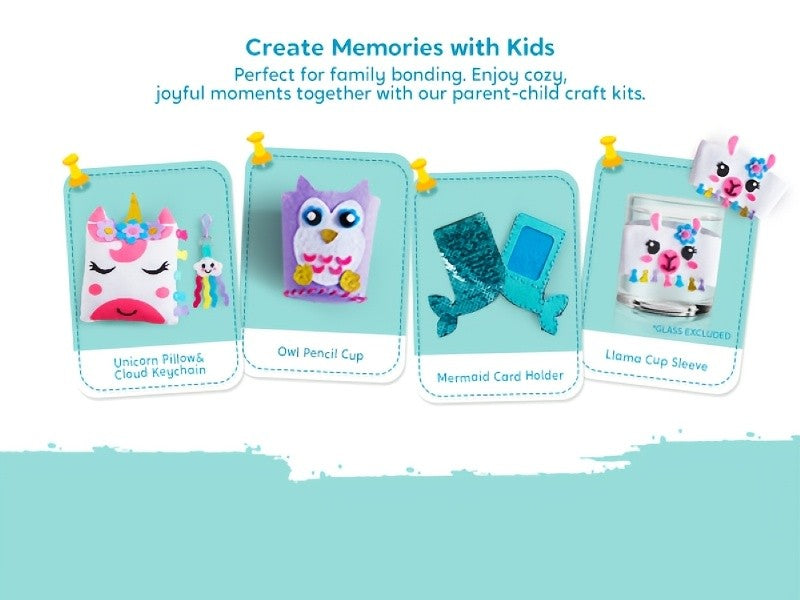 Kids Felt Sewing Kit 6 Beginner Projects Mini Pillows Keychains Card Holders DIY Craft Gift for Girls Boys Ages 6 Plus Birthday Christmas