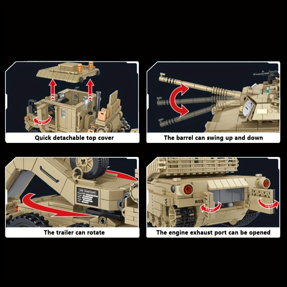 3482pcs MOC Tank Hauling Armored Transport Vehicle Building Block Set - Adult Military Collection Display Model, Military Enthusiast Gift