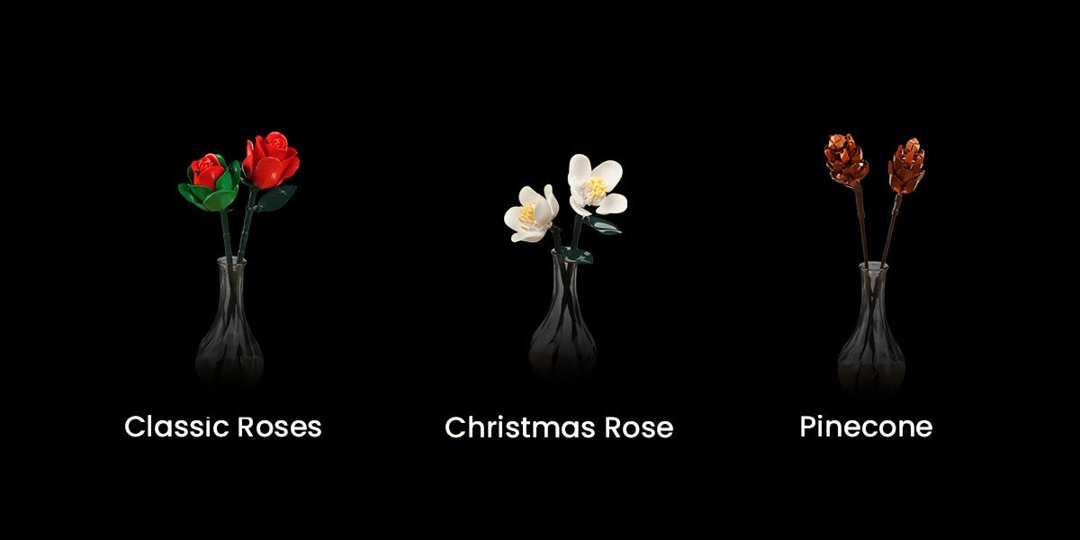Rose Lily DIY Building Block Flower Bouquet Set Healing Flower Series Artificial Desktop Decoration Birthday Valentine's Day Mother's Day Gift for Girls Women