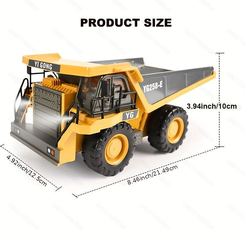 Alloy Construction Truck Toy 1:24 Scale – Bulldozer, Dump Truck & Excavator with 11-Channel Control, Sound Effects, Indoor Outdoor Engineering Vehicle Gift for Boys & Girls