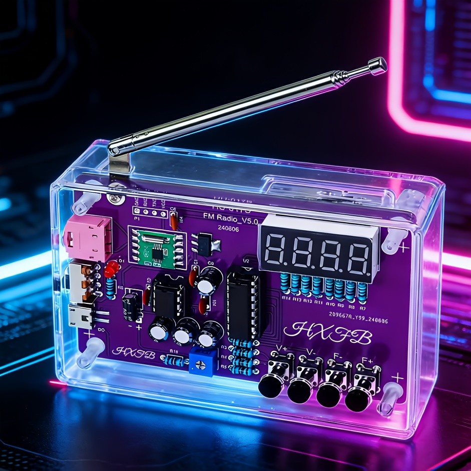 DIY FM Radio Building Kit with LED Display & Soldering Practice – All-in-One Electronics Learning Kit with Tuning Knob, Volume Control & Antenna for Adults & Hobbyists