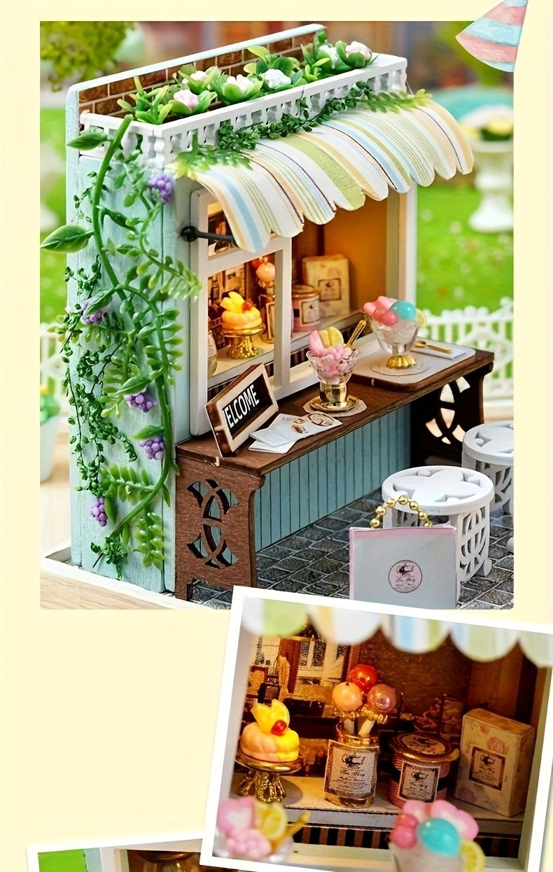 DIY Wooden Dollhouse Kit with Dust Cover – Handmade Miniature Puzzle Tiny House with Furniture for Teens Adults Christmas Birthday Gift