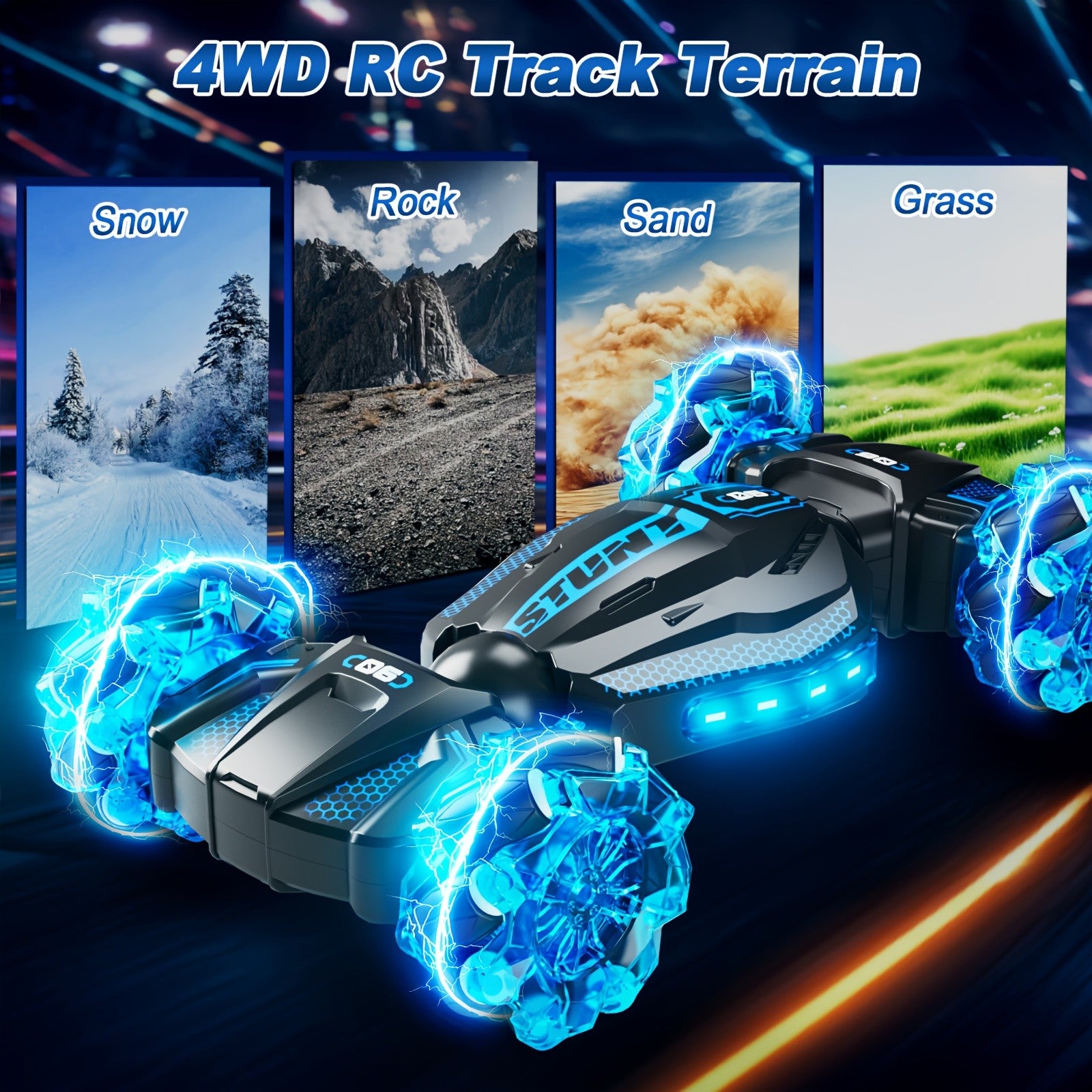 RC Stunt Car for Kids 8WD Dual Remote Control, 1:24 Scale 2.4GHz 28Km/h All-Terrain LED Race Car, Crash-Resistant Birthday Gift for Boys Girls